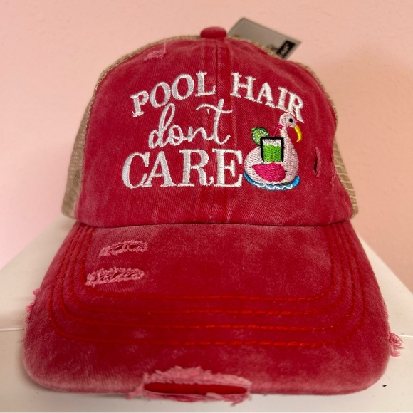 CC Beanie Ponytail Cap with embroidery on the front. - Picture 1 of 6